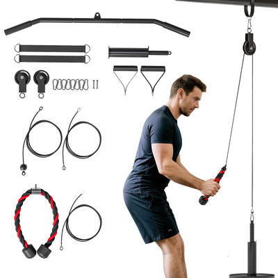 SPORTNOW Weight Pulley System, Cable Pulley System for Home Gym, Cable Machine LAT Pull Down Attachment for Biceps Curl, Tricep, Arm Workouts 