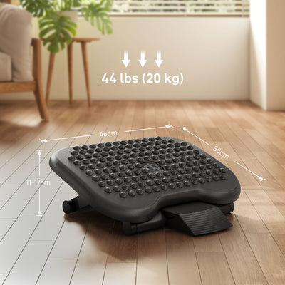HOMCOM Footrest Adjustable Height & Angle Tilting Platform Home Office Foot Rest Black 