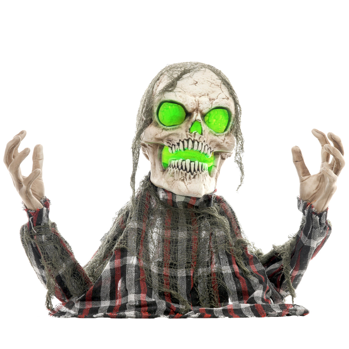 HOMCOM 70cm Groundbreaker Skeleton Halloween Animatronic, with Glowing Eyes 