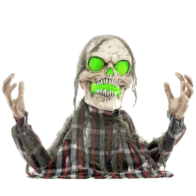 HOMCOM 70cm Groundbreaker Skeleton Halloween Animatronic, with Glowing Eyes 