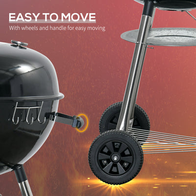 Outsunny Portable Kettle Charcoal Grill - Black 