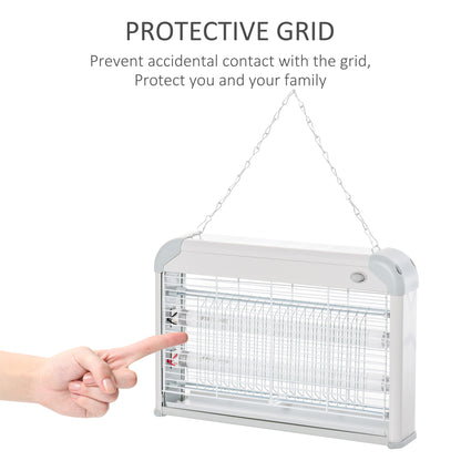 Outsunny Free Standing Wall Hanging 20W Electric Fly Mosquito Killer Electric Fly Zapper, Bug Zapper, Insect Killer, Grey 