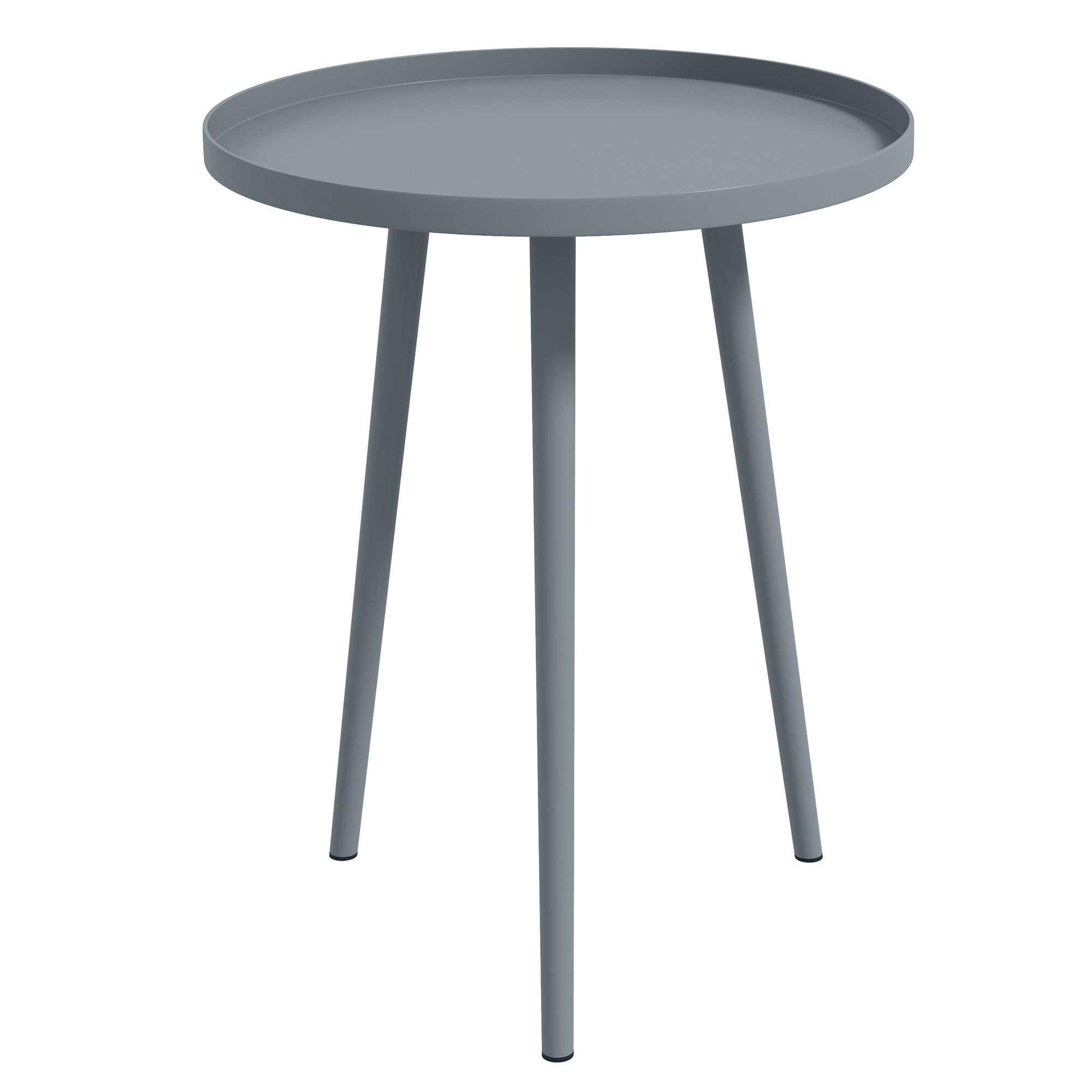 Outsunny Round Garden Coffee Table, Outdoor Side Table with Rounded Steel Edge, Ø40 x 50H cm, Grey 