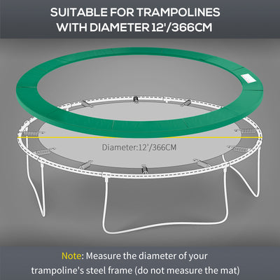 HOMCOM 12FT Replacement Trampoline Pad Thick Foam Safety Φ366cm Spring Cover Bounce Padding - Green 