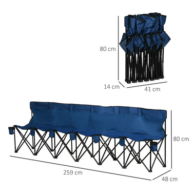 Outsunny 6 Seater Folding Camping Chair with Cup Holder & Carry Bag - Blue 