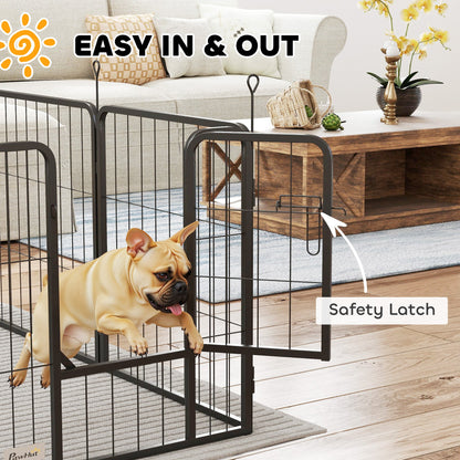 PawHut 6 Panels Heavy Duty Dog Playpen with Secure Door, for Indoor Outdoor, for Garden, Camping, 60cm High 
