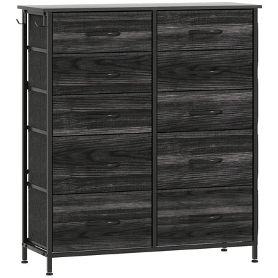 HOMCOM Chest of Ten Fabric Drawers - Black 