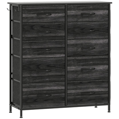 HOMCOM Chest of Ten Fabric Drawers - Black