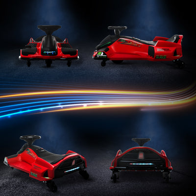 HOMCOM 12V Kids Electric Go Kart with Music, LED Lights, Slow Start, Red 