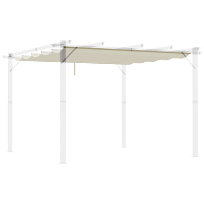 Outsunny Retractable Pergola Shade Cover, Replacement Canopy Fabric for 3 x 3 (m) Pergola, Gazebo Retractable Roof, Cream White 