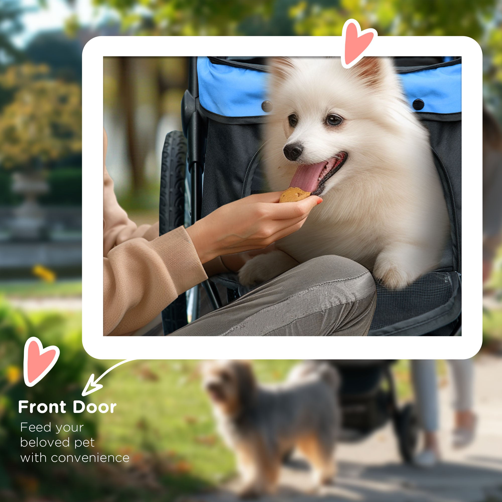 PawHut Dog Pram Dog Stroller Jogger Foldable Pet Pushchair for Medium, Small Dogs, w/ Rubber Wheels, Washable Cushion - Blue 