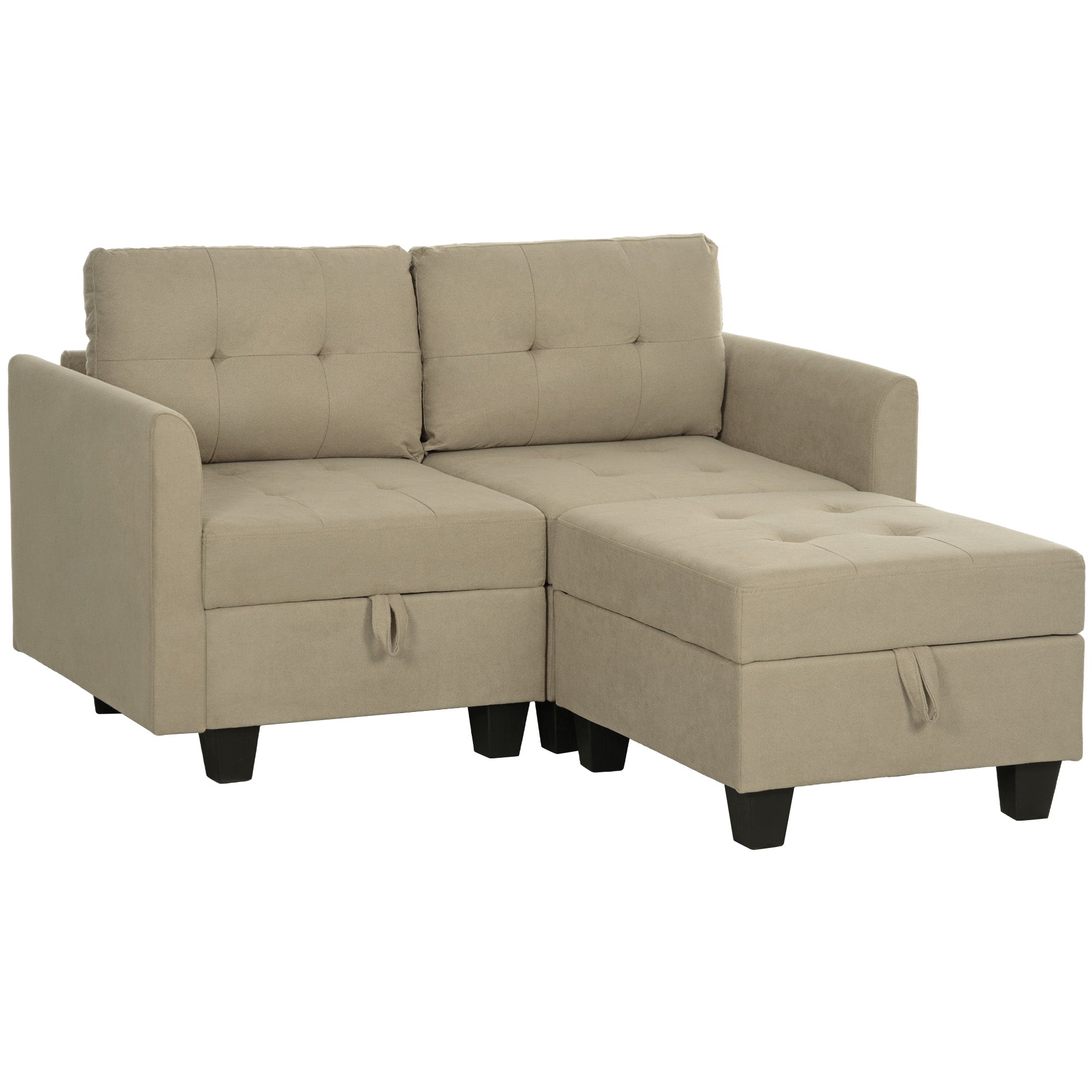 HOMCOM 'L' Shape Modular Storage Sofa - Light Brown 