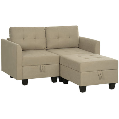 HOMCOM 'L' Shape Modular Storage Sofa - Light Brown 