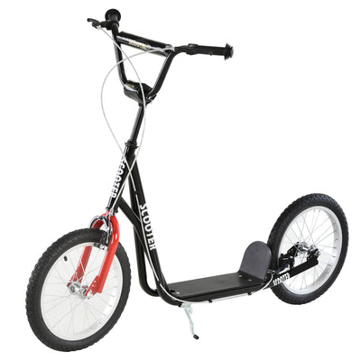 HOMCOM Kick Scooters for Kids with Adjustable Height, Anti-Slip Deck, Dual Brakes, Rubber Tyres, for Boys and Girls Aged 5+ Years Old - Black 