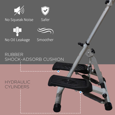 HOMCOM Stepper w/ Handle Hand Grip Workout Fitness Machine For Fitness Aerobic Exercise Home Gym Grey 