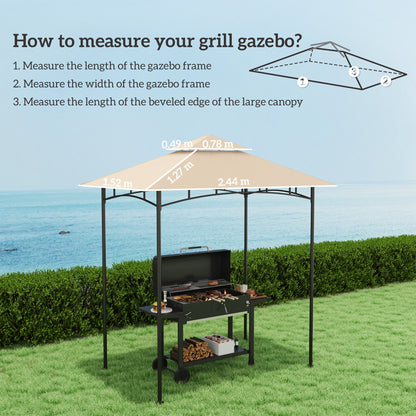 Outsunny Grill Gazebo Replacement Canopy Roof for 1.5 x 2.4m Frame, UPF50+ Protection, Double Tiered 5' x 8' Outdoor BBQ Gazebo Cover Replacement, TOP COVER ONLY, Beige 