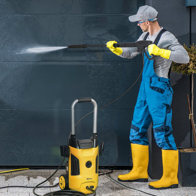 Outsunny 1800W High Pressure Washer, 150 Bar Pressure, 420 L/h Flow, Portable Electric Power Washer Jet Wash Cleaner with Adjustable Nozzle, 6M Hose, Steel Handle for Home Patio Car Driveway, Yellow 