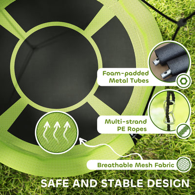 AIYAPLAY 100cm Diameter Nest Swing Seat for Kids with Height Adjustable Hanging Ropes for Outdoor, Playground, Garden, Green 