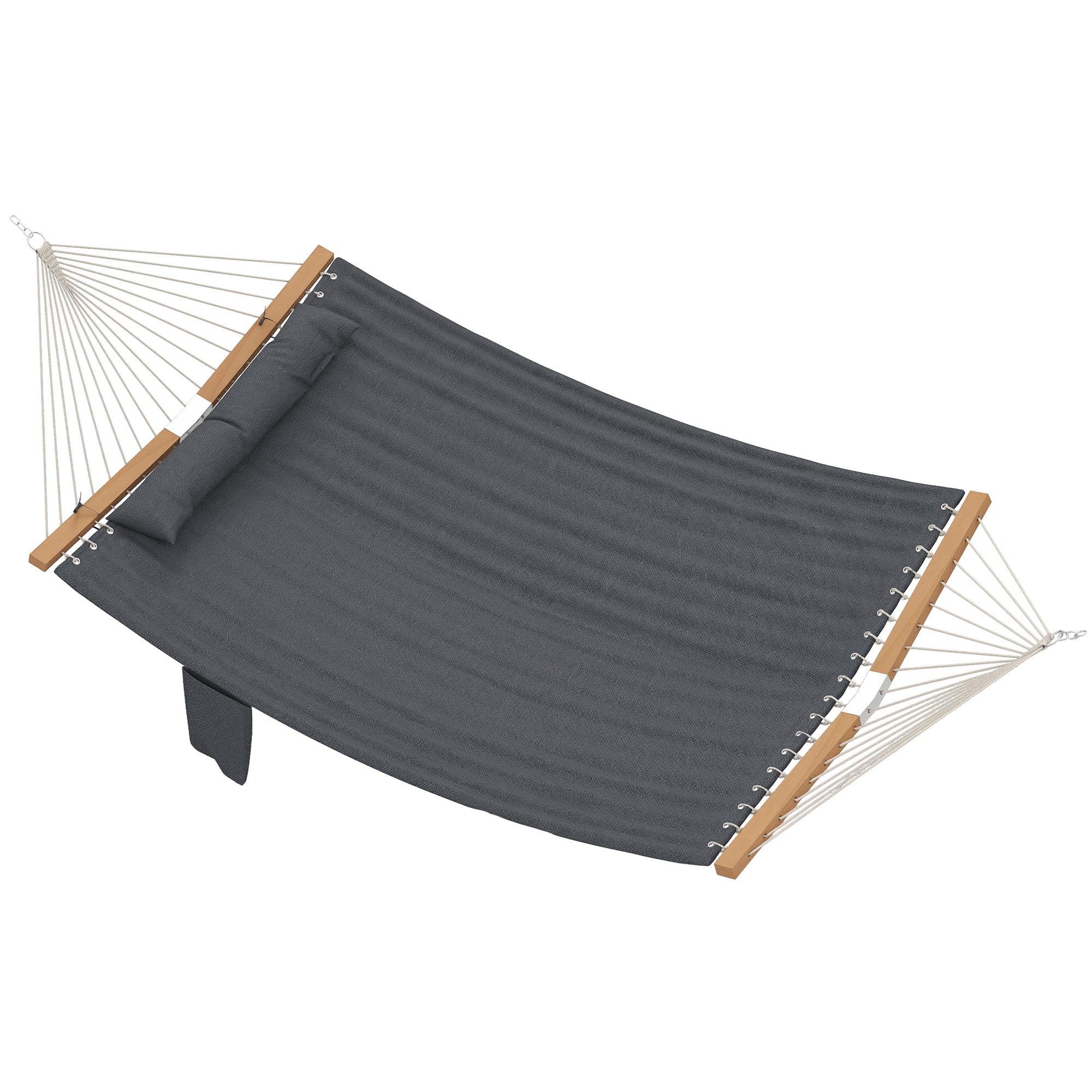 Outsunny Double Hammock 2 Person Swing Bed with Spreader Bars, Pillows, Pad, 200 x 140cm, Grey 