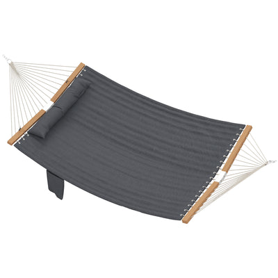 Outsunny Double Hammock 2 Person Swing Bed with Spreader Bars, Pillows, Pad, 200 x 140cm, Grey 