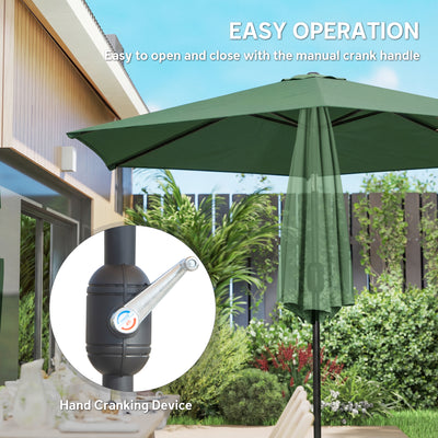 Outsunny 2.6 m Garden Parasol Umbrella with Aluminium Pole, Outdoor Patio Umbrella with Tilt and Crank, Vent, Dark Green 