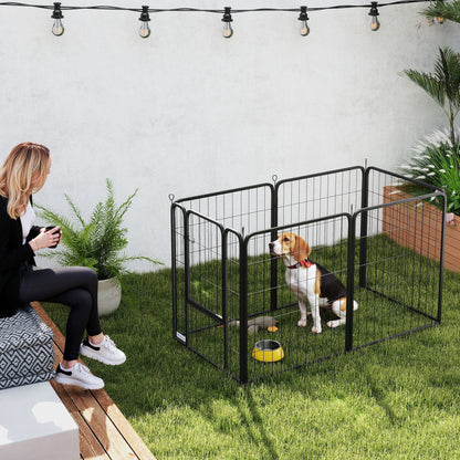 PawHut 6 Panels Heavy Duty Dog Playpen with Secure Door, for Indoor Outdoor, for Garden, Camping, 80cm High 
