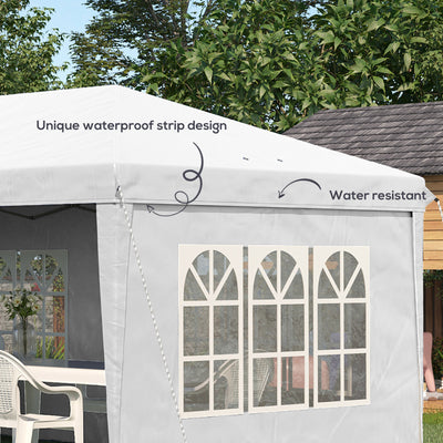 Outsunny 3 x 6m Pop Up Gazebo, Height Adjustable Marquee Party Tent with Sidewalls and Storage Bag, White 