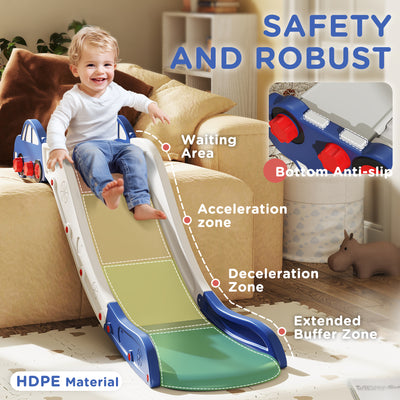 AIYAPLAY Kids Slide for Couch, Bed, Sofa, with Extended Length, Easy to assemble and Store, White and Blue 