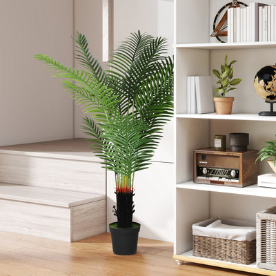 HOMCOM 150cm Artificial Areca Palm Tree with 12 PE Leaves, Decorative Artificial Plant with Plastic Pot and Flocked Soil, Fake Plant for Home Office Decor, Green 