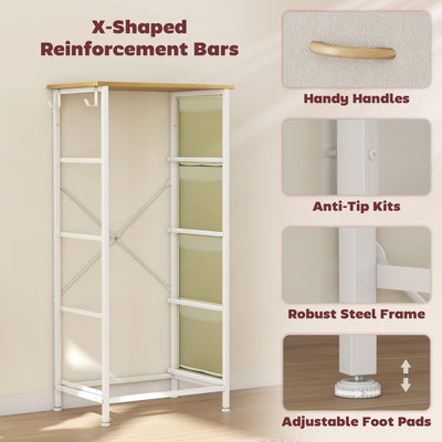 HOMCOM Chest of Four Fabric Drawers - Beige 