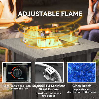Outsunny 50,000 BTU Gas Fire Pit Table, with Cover - Dark Grey 