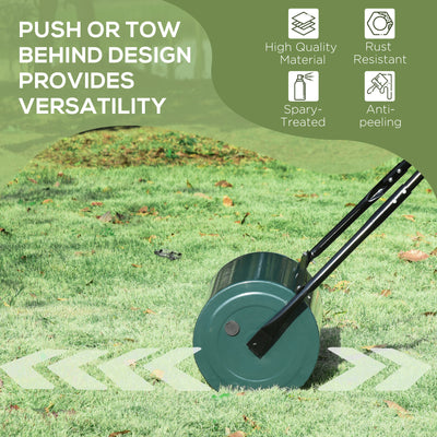Outsunny 30 L Heavy Duty Water Or Sand Filled Φ30cm Garden Steel Lawn Roller Drum - Dark Green 