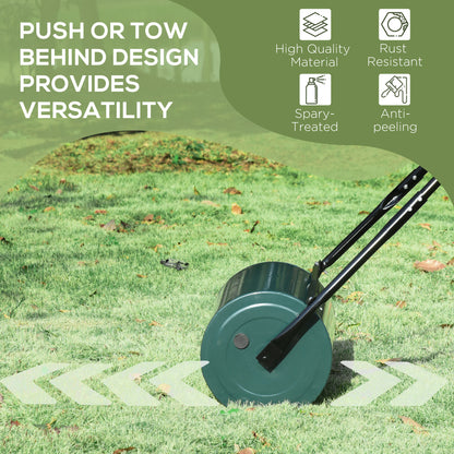Outsunny 30 L Heavy Duty Water Or Sand Filled Φ30cm Garden Steel Lawn Roller Drum - Dark Green 