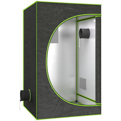 Outsunny Grow Tent 120 x 120 x 200 cm, Reflective Mylar Hydroponic Growing Tent with 600D Oxford Fabric, Observation Window, Vent, Zipper Door for Indoor Plant Growing, Black 