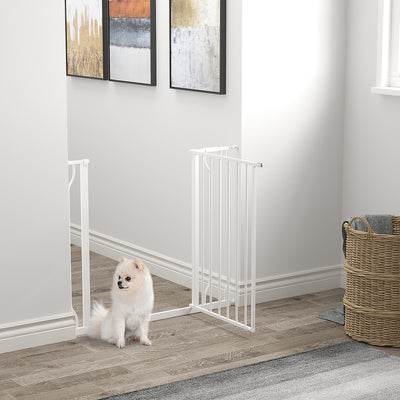PawHut Wide Dog Safety Gate, with Door Pressure, for Doorways, Hallways, Staircases - White 