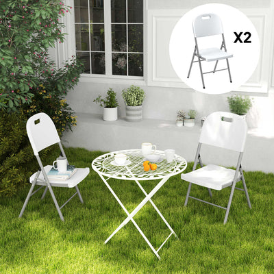 Outsunny Set of Two Foldable Outdoor Chairs - White 
