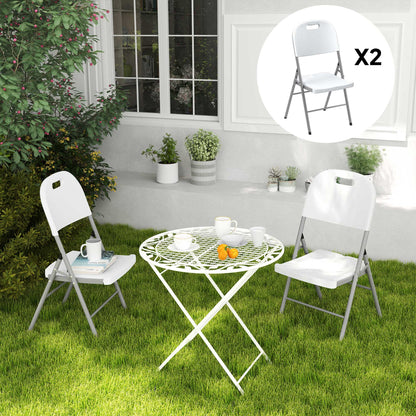 Outsunny Set of Two Foldable Outdoor Chairs - White 