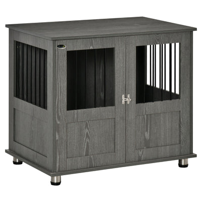 PawHut Dog Crate Table for Medium and Large Dogs with Magnetic Door for Indoor Use, 85 x 55 x 75 cm, Grey 