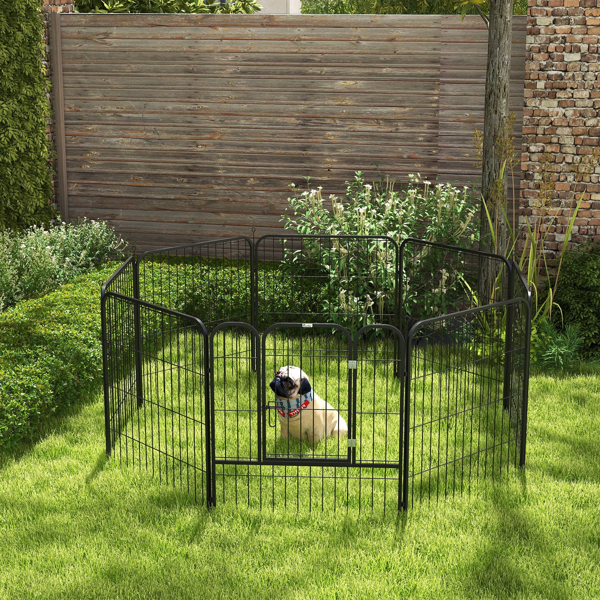 PawHut 8 Panels Heavy Duty Puppy Playpen, for Small and Medium Dogs, Indoor and Outdoor Use - Black 