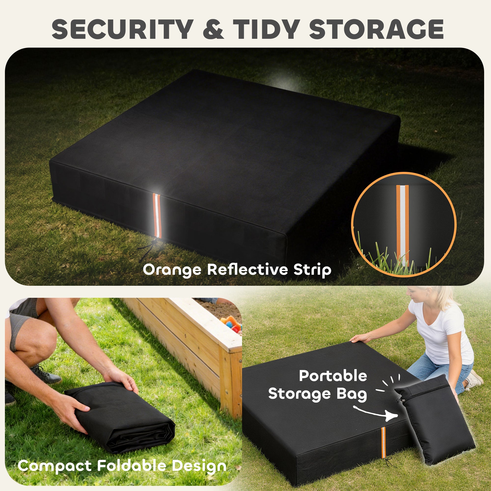 AIYAPLAY Sandbox Cover, Square Sandpit Cover Waterproof Dustproof UV Protection, Sandbox Canopy with Drawstring and Elastic Band 