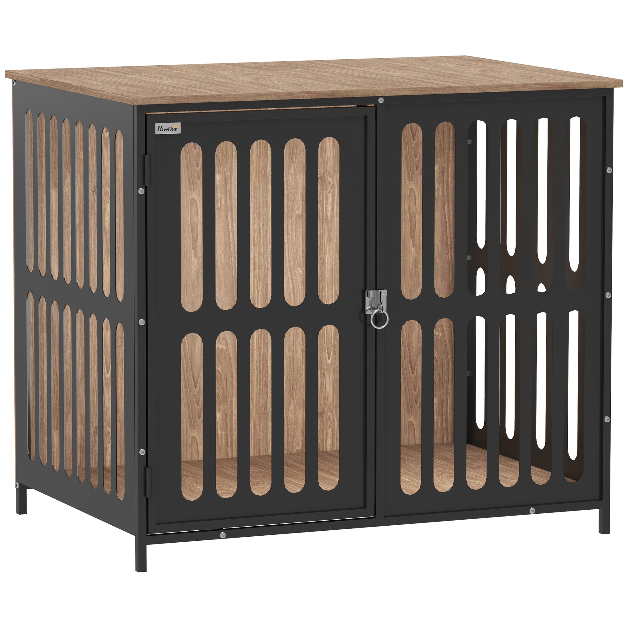 PawHut Dog Crate Furniture with Anti-Chew Resistant Mesh, Anti-Escape Single Door, for Medium Dogs, 80 x 55 x 72 cm 