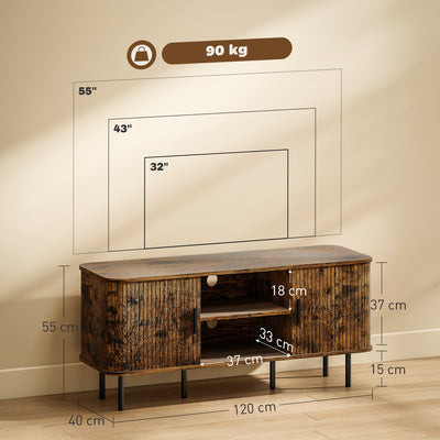 HOMCOM TV Stand Cabinet for TVs up to 55 Inches, TV Unit with Storage Shelves and Cupboard for Living Room, Rustic Brown 
