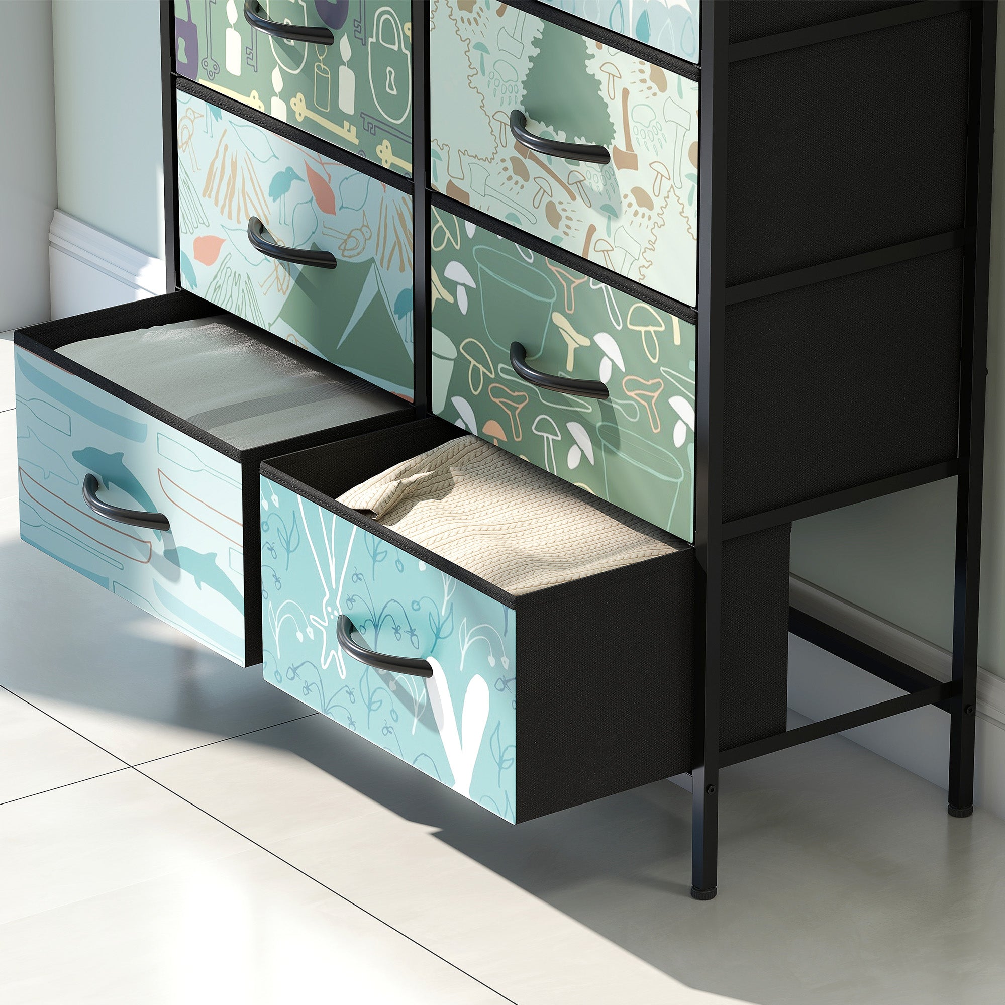 HOMCOM 8-Drawer Chest of Drawers - Blue