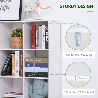 HOMCOM Wooden 9 Cube Storage Cabinet Unit 3 Tier Bookcase Shelves Organiser Rack Display  - White 