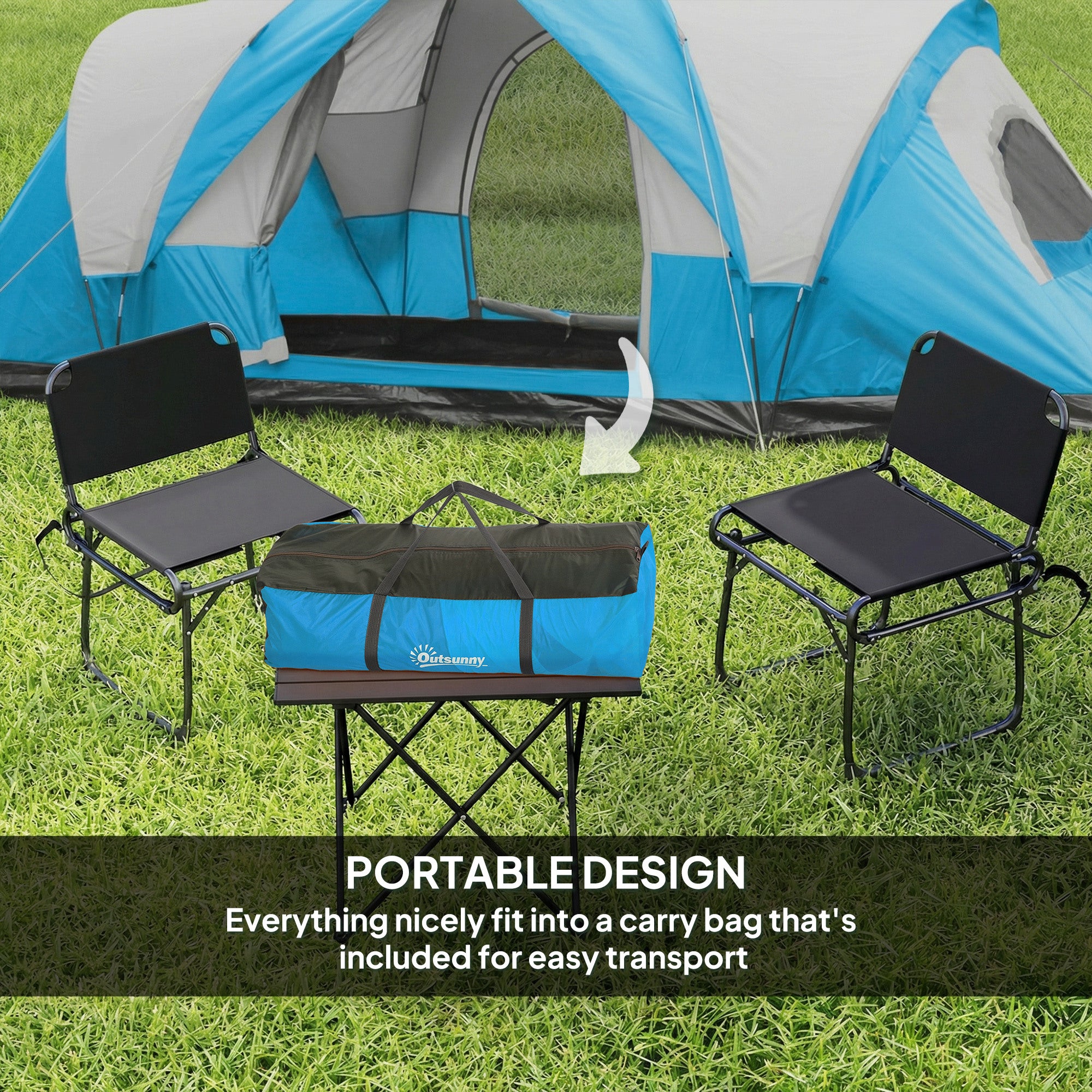 Outsunny 5-6 Man Camping Tent, Tunnel Tent, Water Resistant Hiking Shelter with Groundsheet and Carry Bag, Light Blue 