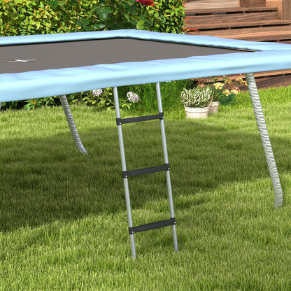 SPORTNOW Galvanised Steel Trampoline Ladder, 2 Steps/3 Steps Outdoor Trampoline Accessories for 6ft, 8ft, 10ft, 12ft, 13ft, 14ft, 16ft Trampoline, 110L x 32Wcm, Silver Tone 