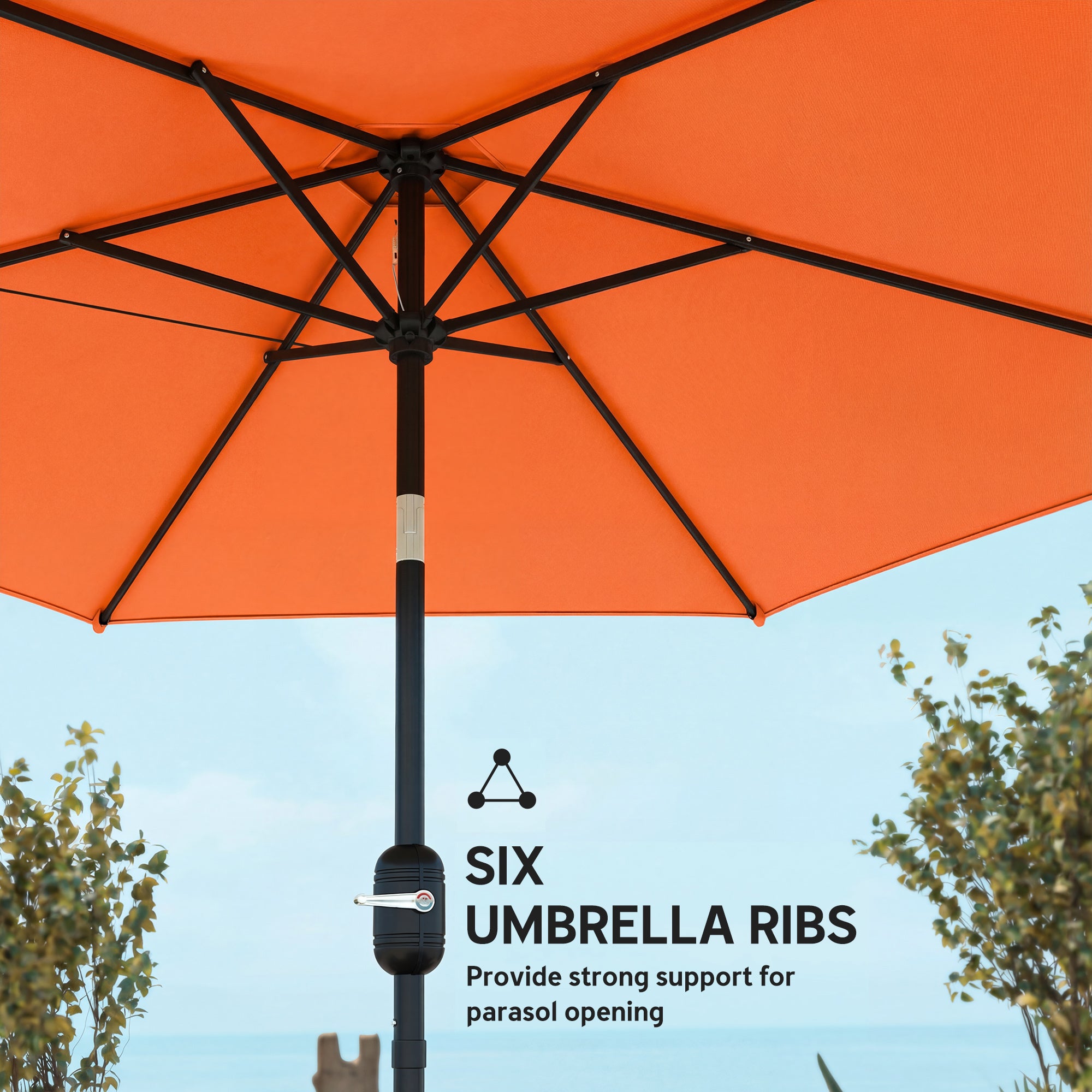 Outsunny 2.6 m Garden Parasol Umbrella with Aluminium Pole, Outdoor Patio Umbrella with Tilt and Crank, Vent, Orange 