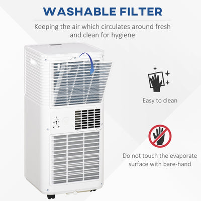 HOMCOM 7000 BTU Portable Air Conditioner for Cooling Dehumidifier Fan, Air Conditioning Unit for Room up to 15m², with Remote, 24H Timer, Window Mount Kit, R290, A Energy Efficiency, 785W 