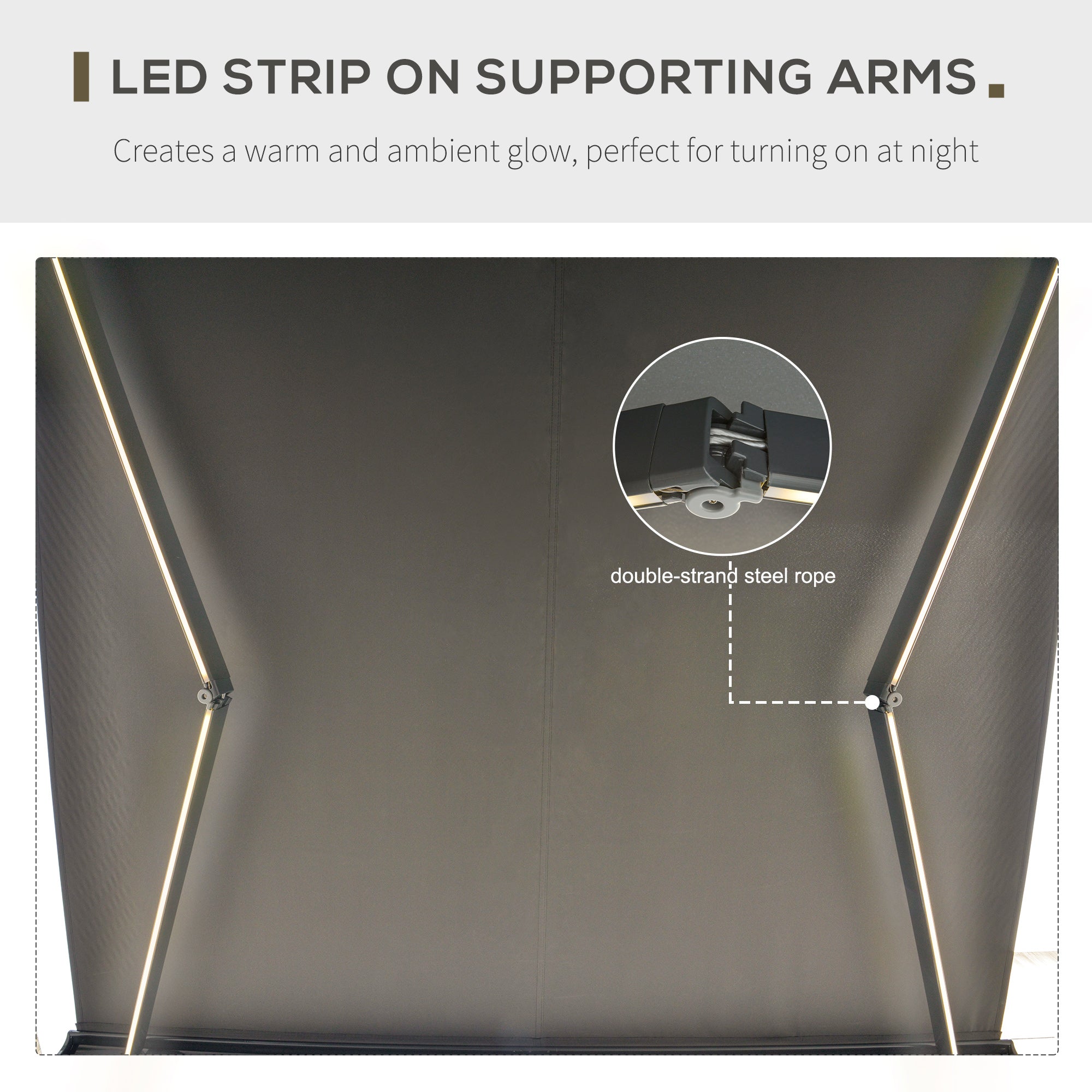 Outsunny 3.5x3m LED Light Full Cassette Case Electric/Manual Awning Door Window Sun Shade Patio Canopy Retractable w/ Remote Grey