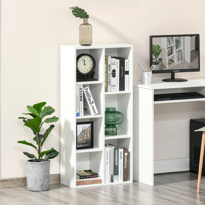 HOMCOM Seven-Cube Bookcase - White Wood Effect 